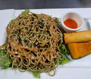 L06. Cold Green Tea Soba Lunch $15.00 Cold green tea noodles tossed with peanut-sesame sauce