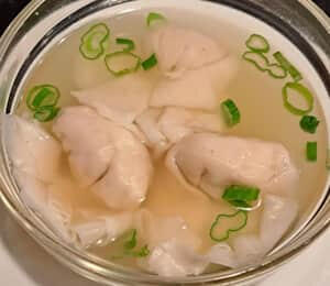 06. Wonton Soup $10.00 Wonton Soup with Vegan Chicken and Shrimp wonton